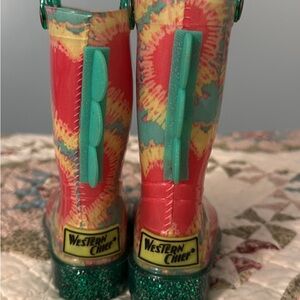Western Chief Kids' Red and Yellow Patterned Rain Boots